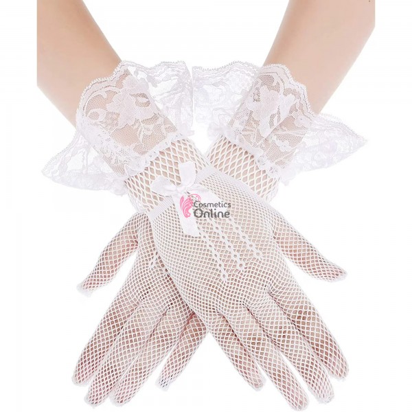 Manusi elegante cu dantela MNS014PP Albe scurte